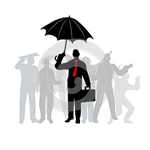 Smart Business Man With Umbrella