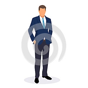 Smart businessman in business casual. Full length portrait isolated on white background