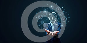 Smart Businessman with Futuristic Technology Interface