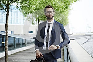 Smart businessman looking