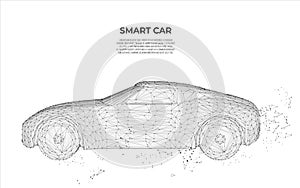 Smart Car. Abstract image of smart car. Cars vector wireframe concept. Polygon vector design. Poly art