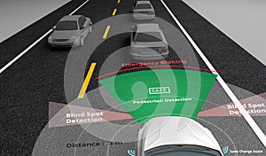 Smart car, Autonomous self-driving car with Lidar, Radar and wireless signal communication, Artificial intelligence technology to photo