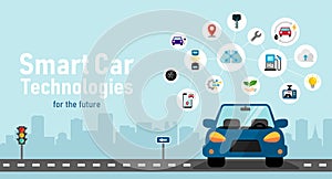 Smart car concept vector banner illustration