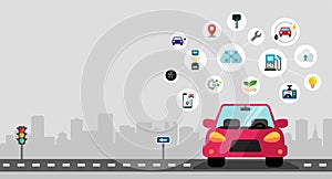 Smart car concept vector banner illustration  no text