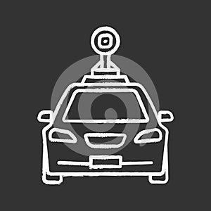 Smart car in front view chalk icon