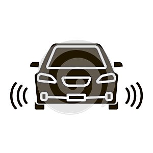 Smart car in front view glyph icon