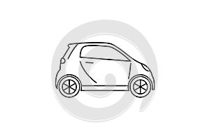 Smart car icon. Black line web sign. Flat style vector illustration isolated on white background