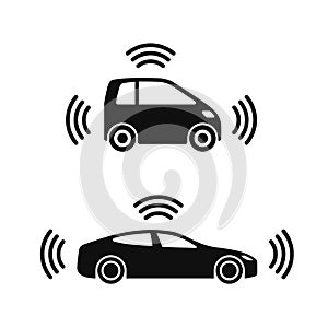 Smart Car Icon Set on White Background. Vector