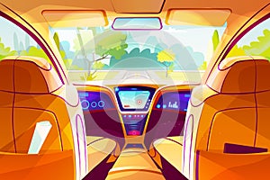 Smart car inside interior vector illustration