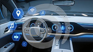 Smart Car Interior with HUD Digital Interface