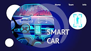Smart Car Cockpit Interior. Vector Illustration