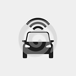 Smart car with navigation system, gps technology. Driverless vehicle isolated on background. Vector flat design