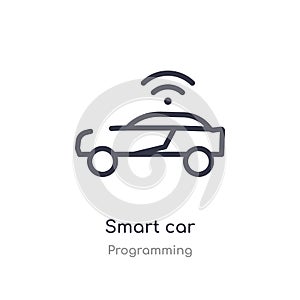 smart car outline icon. isolated line vector illustration from programming collection. editable thin stroke smart car icon on