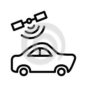 Smart car satellite connection icon. Vector icon for web design isolated on white background