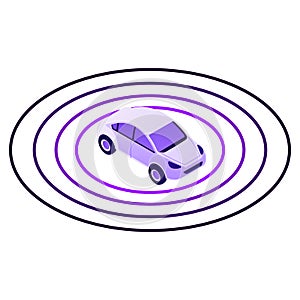 Smart car sensor zone icon, isometric style