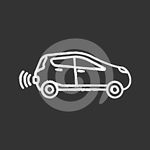 Smart car in side view chalk icon