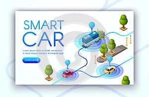 Smart car tracking technology vector illustration