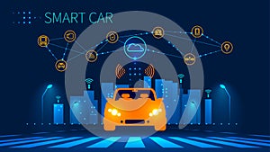 Smart car wireless network connection with smart city