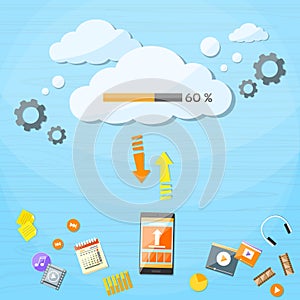 Smart Cell Phone Cloud Upload Online Internet Data