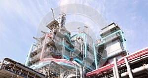 Smart chemical plant concept. Smart enterprise concept. Exterior of a chemical factory.