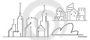 Futuristic Smart City Connected Buildings and Cloud Technology Concept