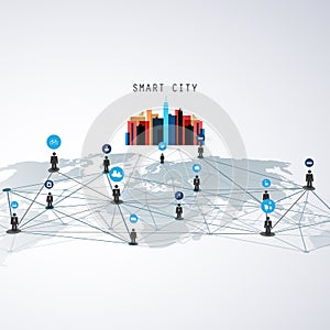 Smart Cities - Networks - Business Connections - Social Media Concept Design