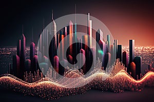 Smart city and abstract dot point connect with gradient line and aesthetic Intricate wave line design