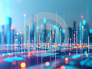 Smart city big data connection technology in big city, big data connection technology concept