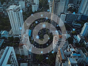 Smart city big data connection technology in big city, big data connection technology concept