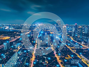 Smart city big data connection technology in big city, big data connection technology concept