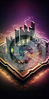 smart city on circuit board background futuristic cybe illustration design art.