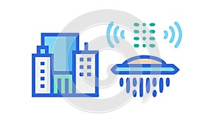 Smart City Cloud Data Rain Vector Graphic, vector design Generative AI