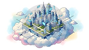 Smart City Cloud Technology Futuristic Digital Network Concept