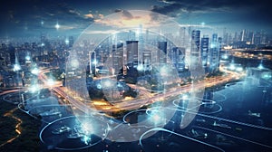 Smart city concept connected infrastructure and sustainable energy solutions