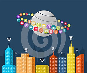 Smart city concept. Internet of things
