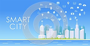 Smart city concept. Urban landscape. Internet of things