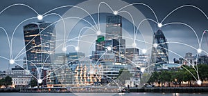 smart city and connection lines. Internet concept of global business, London, UK