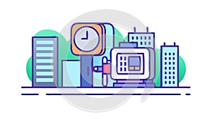 Smart City Data Analytics, Urban Information System, vector design Generative AI