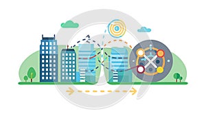 Smart City Data Flow, Urban Connectivity and Digital Infrastructure, vector design Generative AI