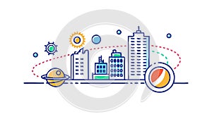 Smart City Future Cloud Technology, vector design Generative AI