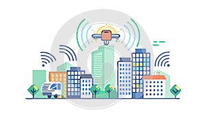 Smart City Infrastructure with Integrated Wireless Network, vector design Generative AI
