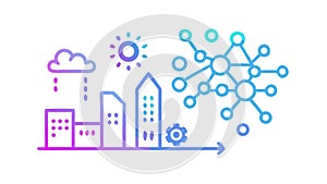 Smart City Interconnected Urban Network, vector design Generative AI