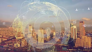 Smart city IOT internet of thing ICT digital technology futuristic, automation management smart digital technology