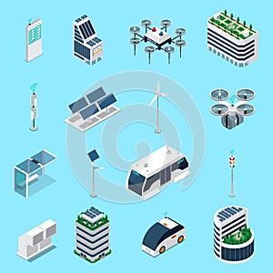 Smart City Isometric Icons Set