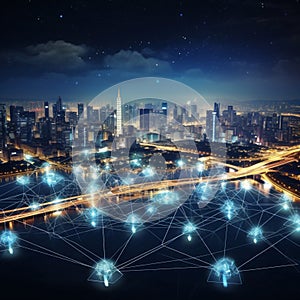 smart city with light connection design