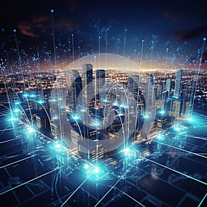 smart city with light connection design