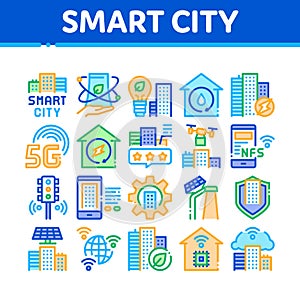 Smart City Technology Collection Icons Set Vector