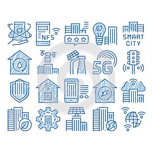 Smart City Technology icon hand drawn illustration
