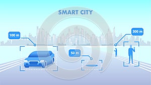 Smart City Vector Illustration. Flat Cityscape.