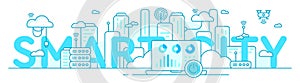 Smart city. Web outline banner.